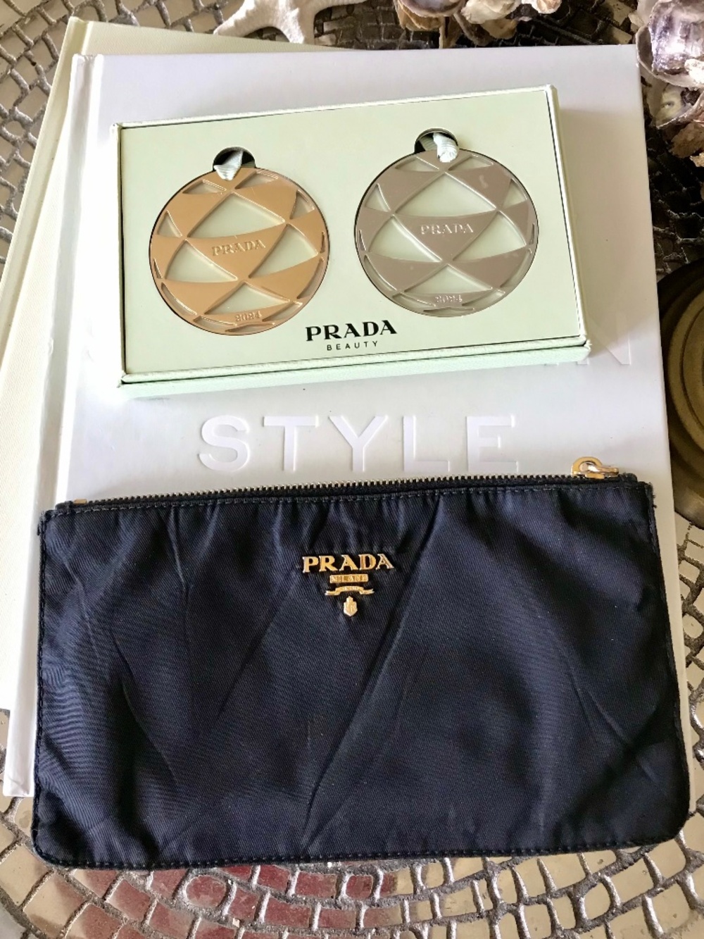 Y2K 🔥 LUXURY PRADA BLACK NYLON POCHETTE & ORNAMENTS